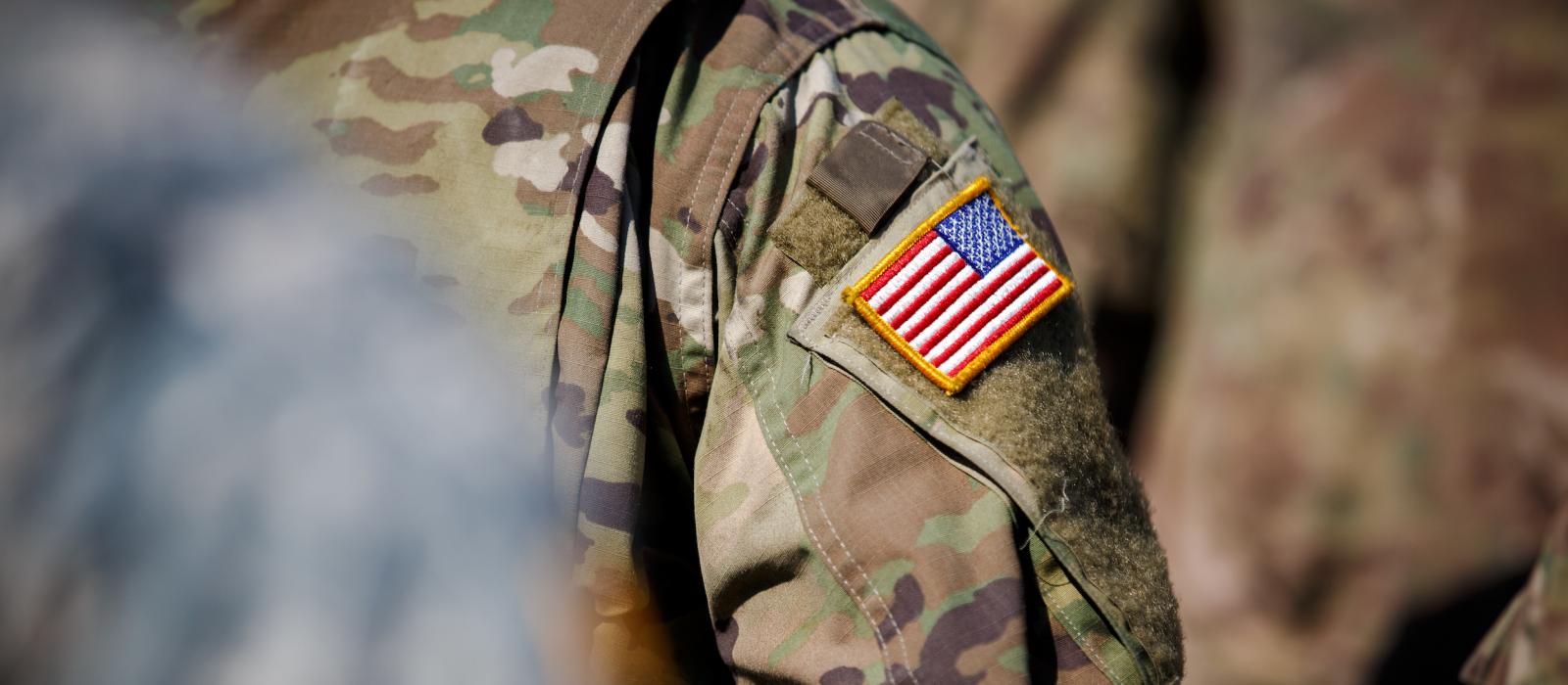 American flag on military uniform